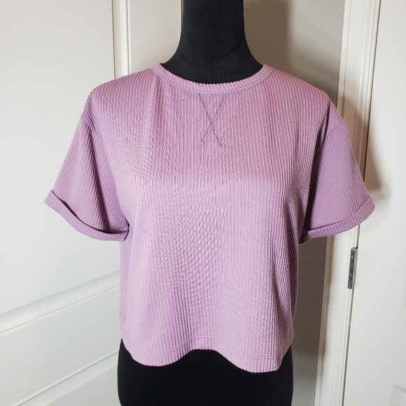 Francesca's Blue Rain Becca Boxy Soft Rib Knit Tee Women's Size Small NWOT - Picture 16 of 16
